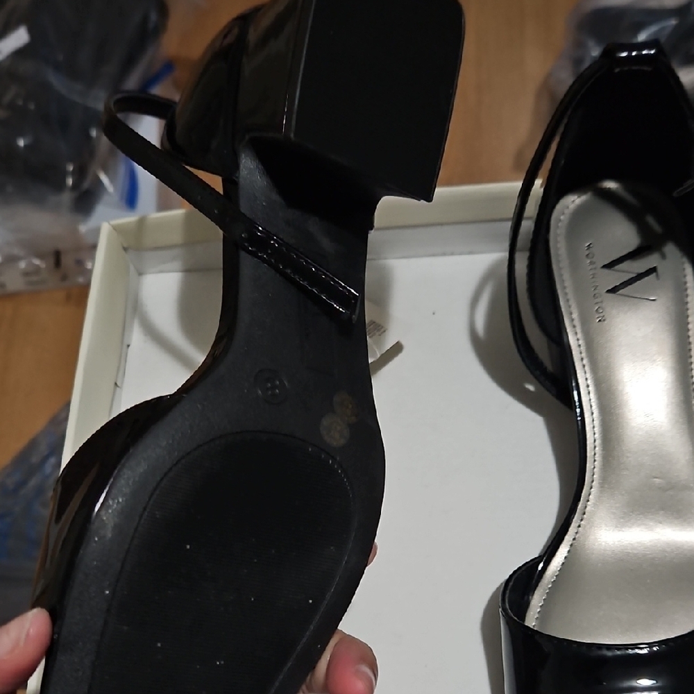 Worthington Black Strappy Block Heels - Picture 3 of 5